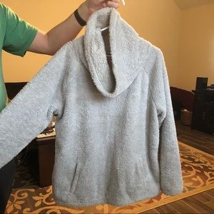 GapBody taupe fleece/sherpa pullover